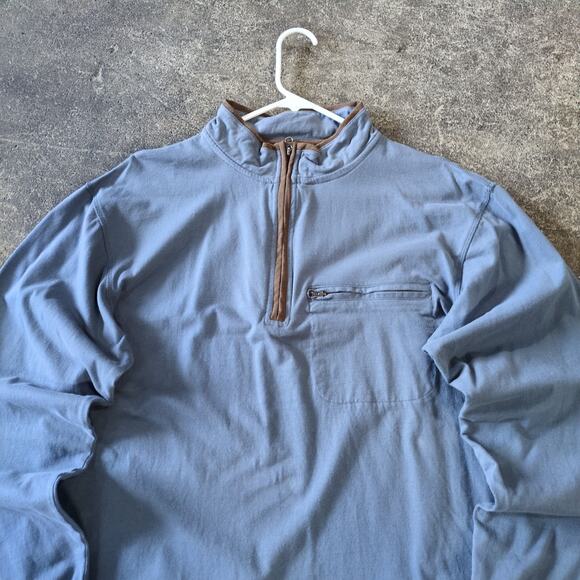 Cabela's Sweater Mens L Blue 1/4 Zip Mock Neck Outdoors Pullover Casual - Picture 2 of 8